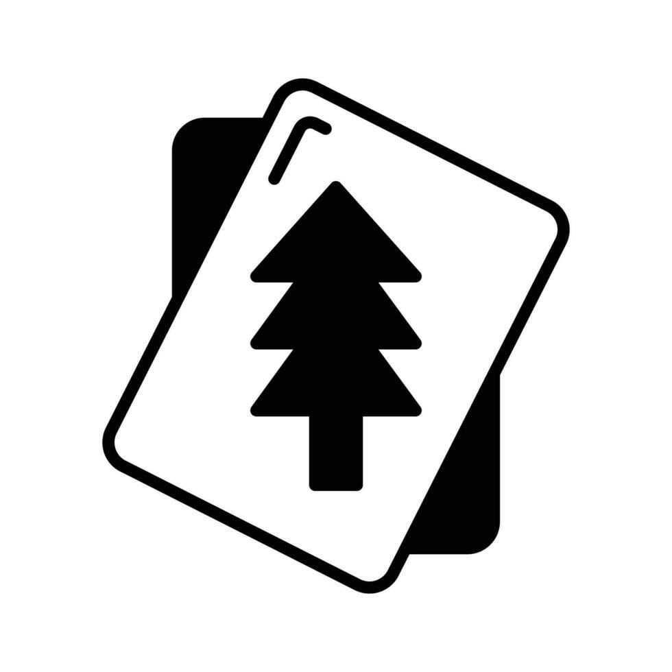 jul inbjudan kort, jul träd på papper vektor ikon