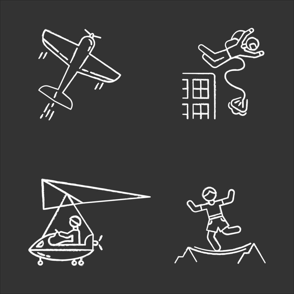 Air Extremsport Kreide Icons Set vektor