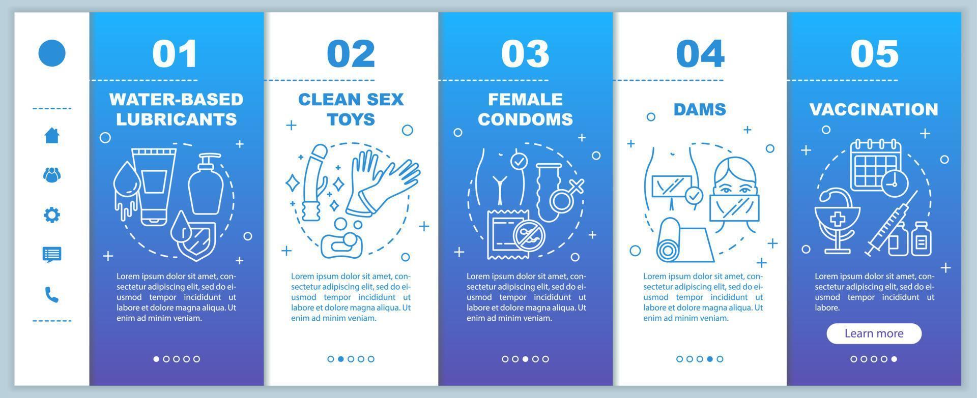 Safer Sex Onboarding mobile Webseiten Vektorvorlage vektor