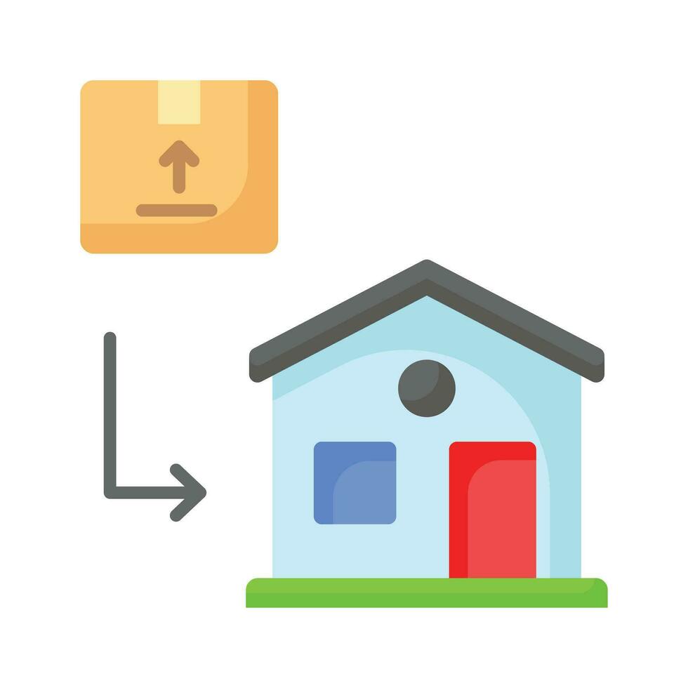 Paket mit Zuhause Gebäude Konzept Symbol von Zuhause Lieferung, isoliert auf Weiß Hintergrund vektor