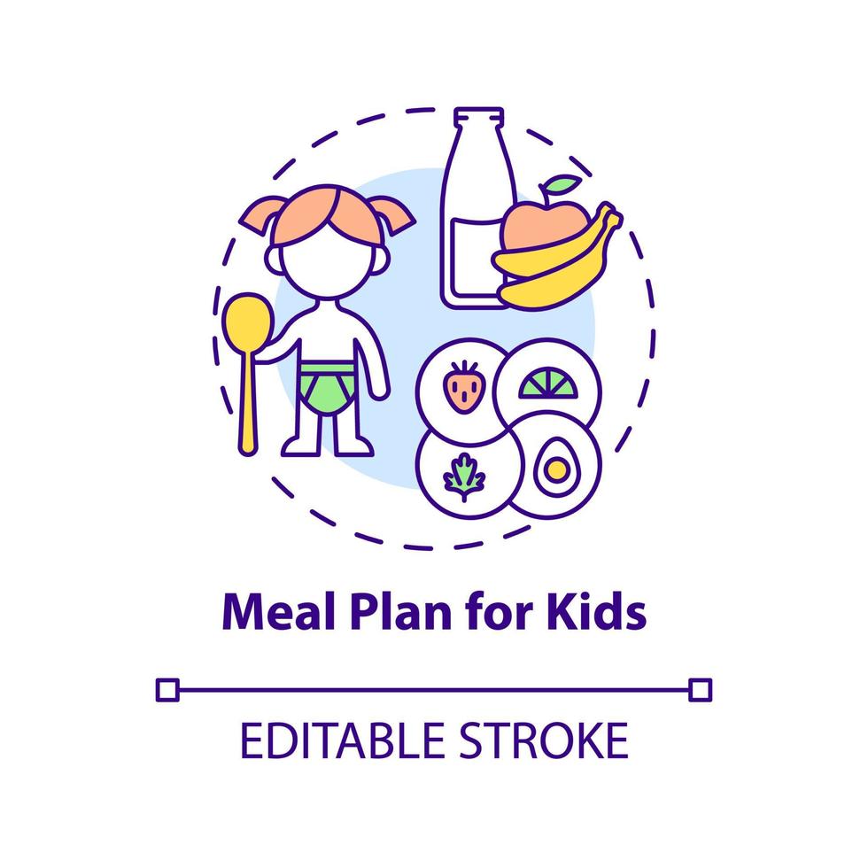 måltidsplan för barn konceptikon vektor