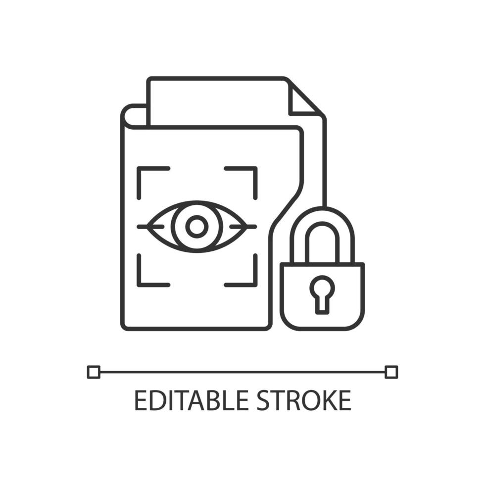 Lineares Symbol für geschützte biometrische Daten vektor