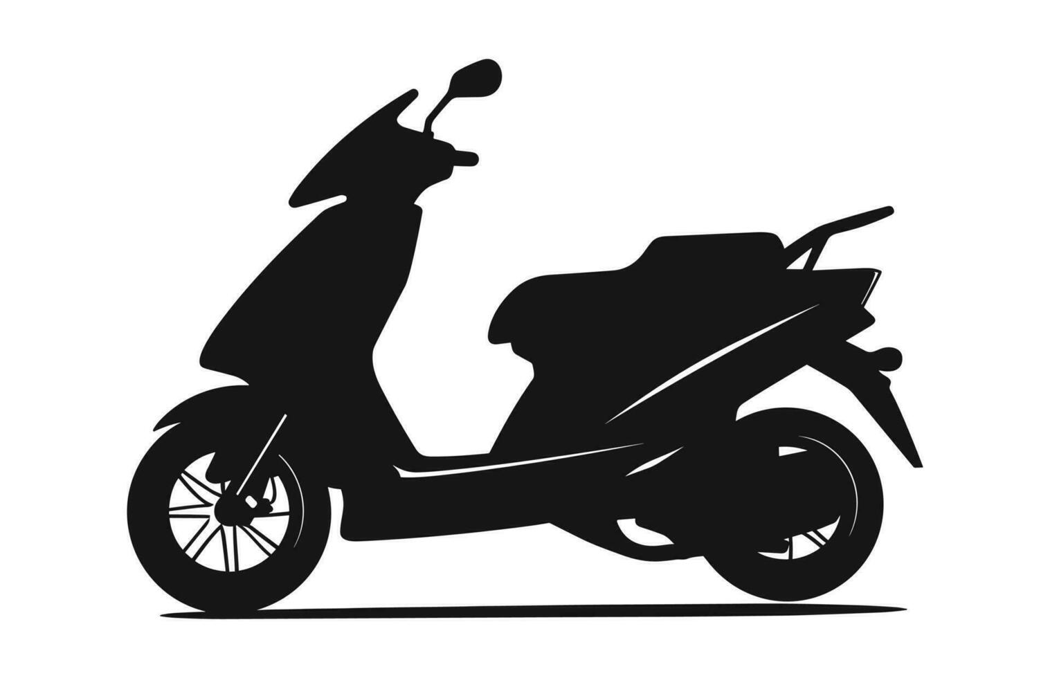 ein Motorrad Roller Vektor schwarz Silhouette isoliert auf ein Weiß Hintergrund