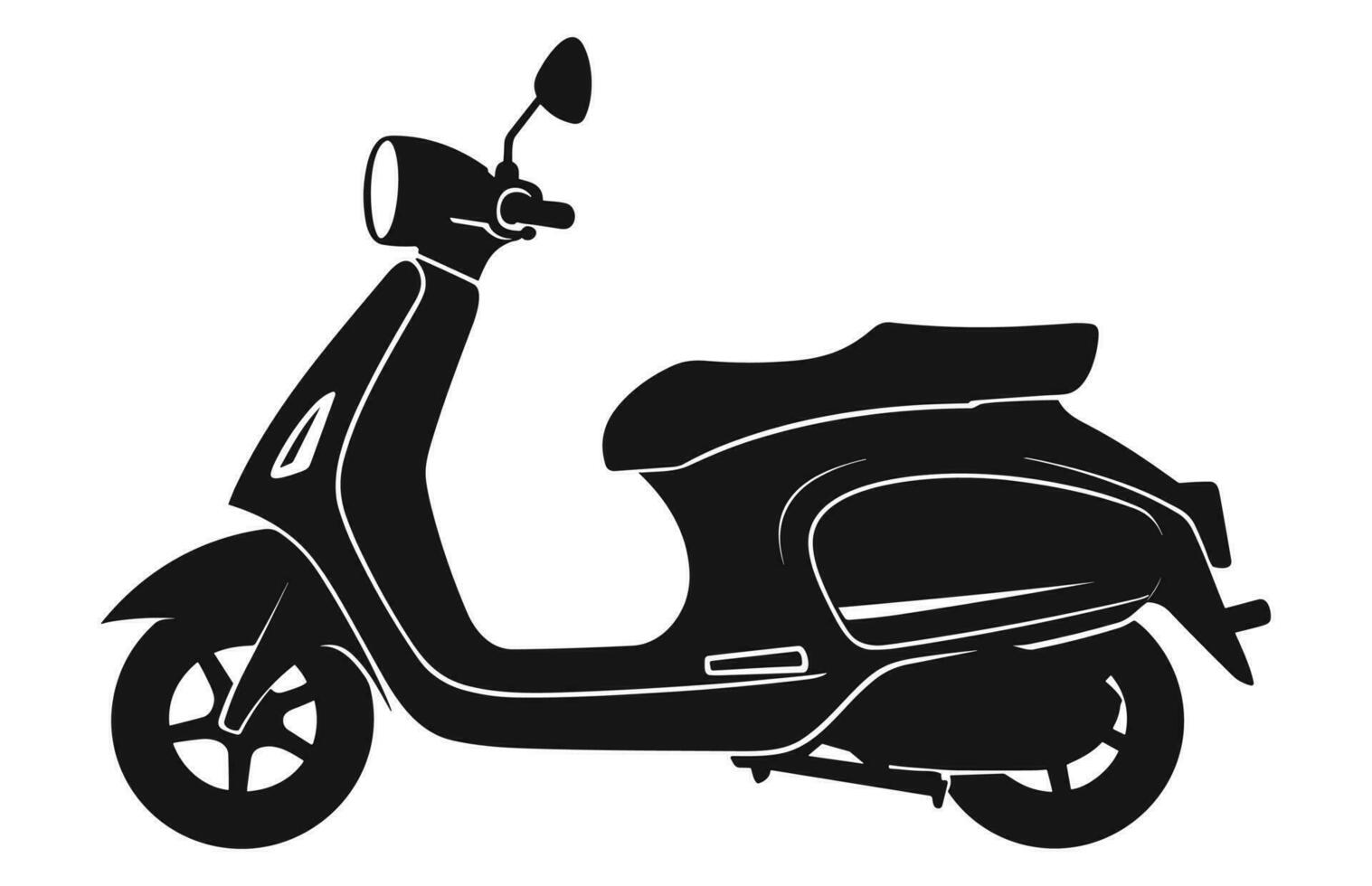 ein Motorrad Roller Vektor schwarz Silhouette isoliert auf ein Weiß Hintergrund