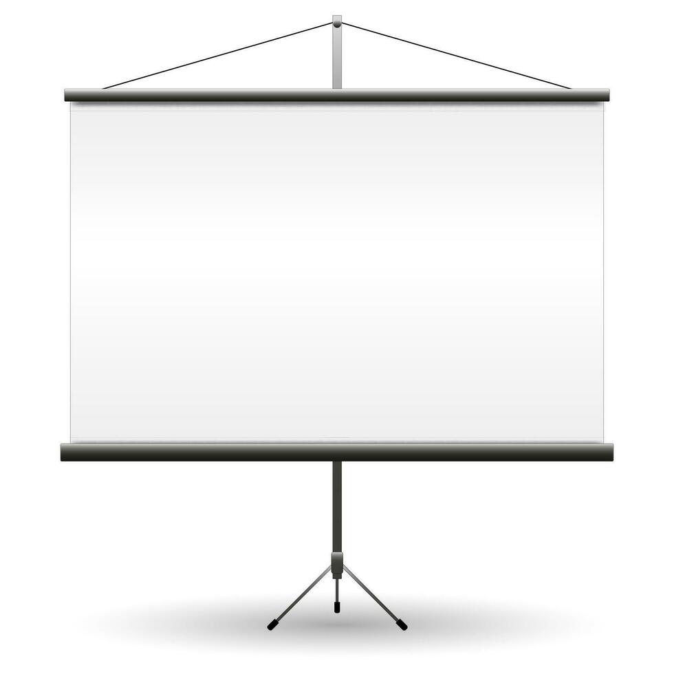 realistisch schwarz Beamer Bildschirm zum Präsentationen mit leeren Weiß leer. Vektor Illustration isoliert auf Weiß Hintergrund