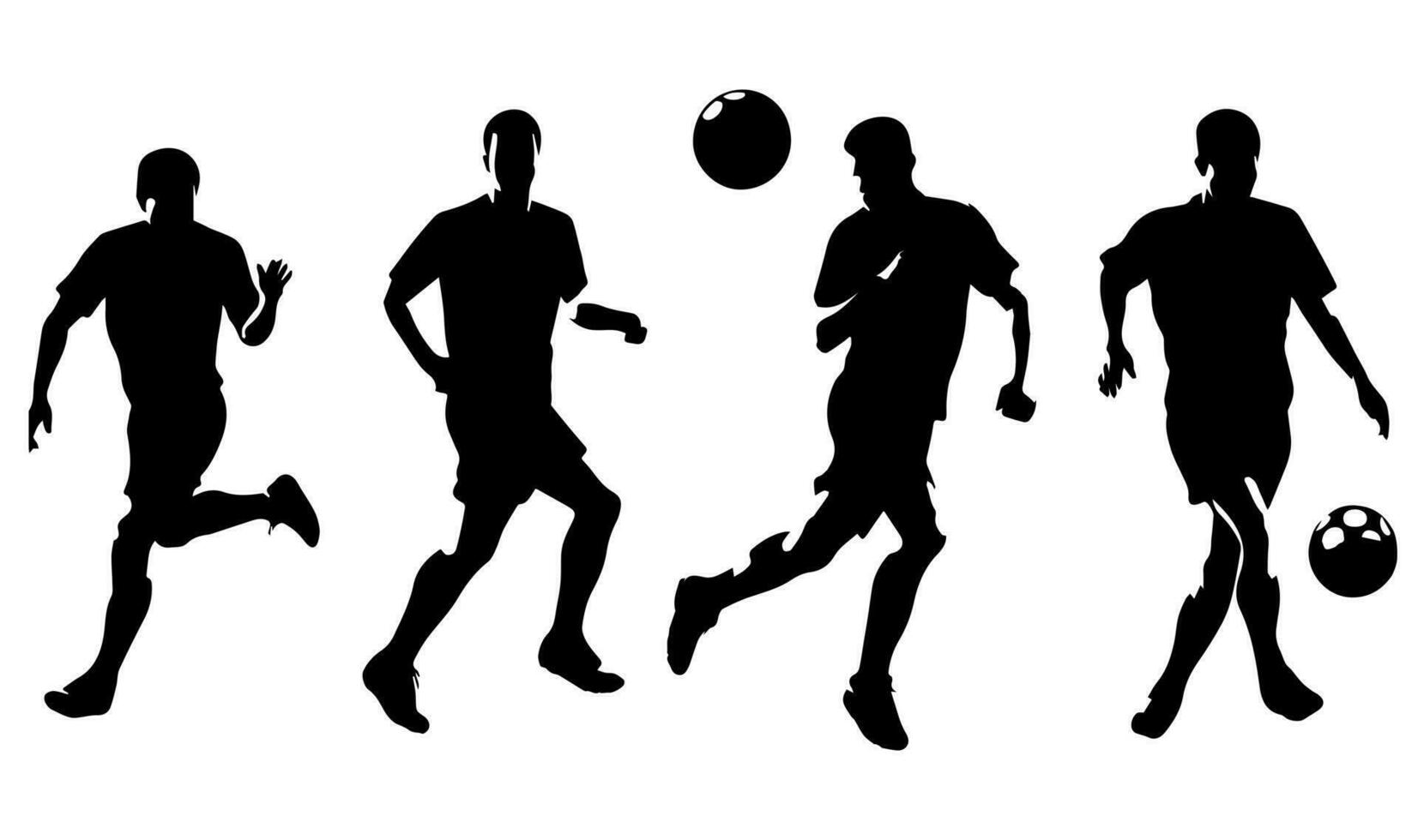 Silhouetten von Fußball Spieler auf Weiß Hintergrund. Vektor Illustration.