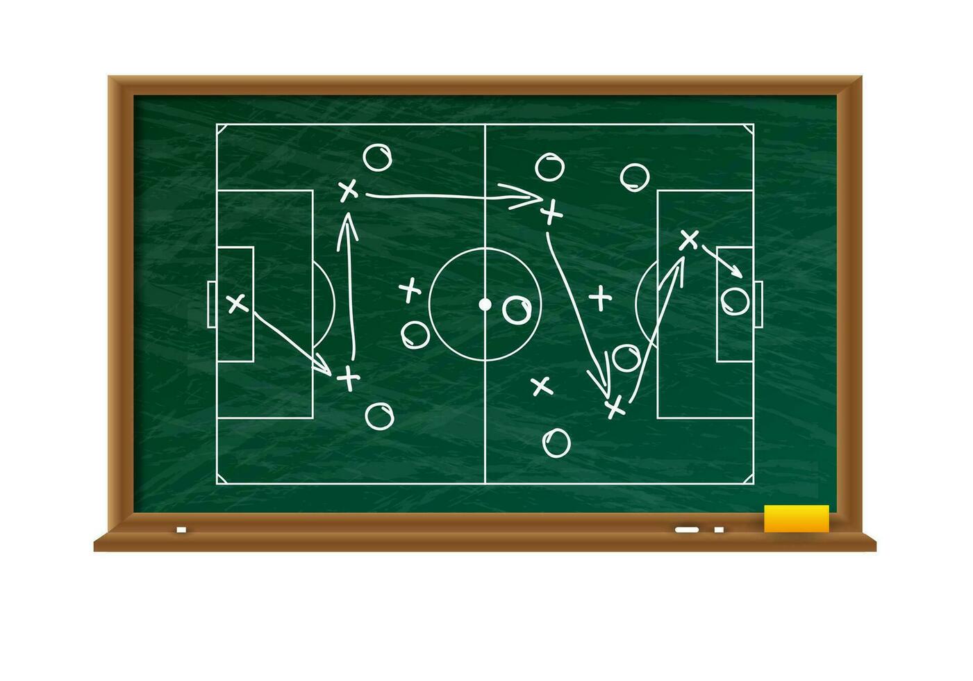 Kreide Tafel mit Fußball Spiel Feld. Taktiken Strategie und planen. Vektor Illustration auf Weiß Hintergrund