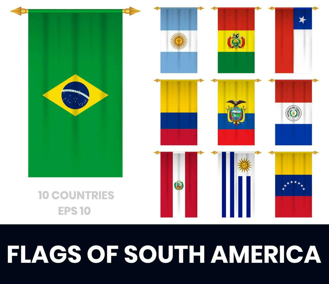 Flaggen von Süd Amerika Länder Vertikale Fußball Wimpel vektor