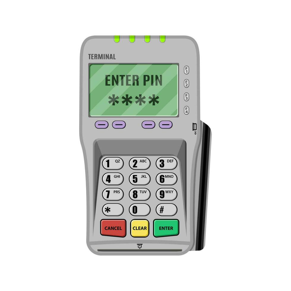 pos Terminal, Pinpad. Vektor Illustration im eben Stil