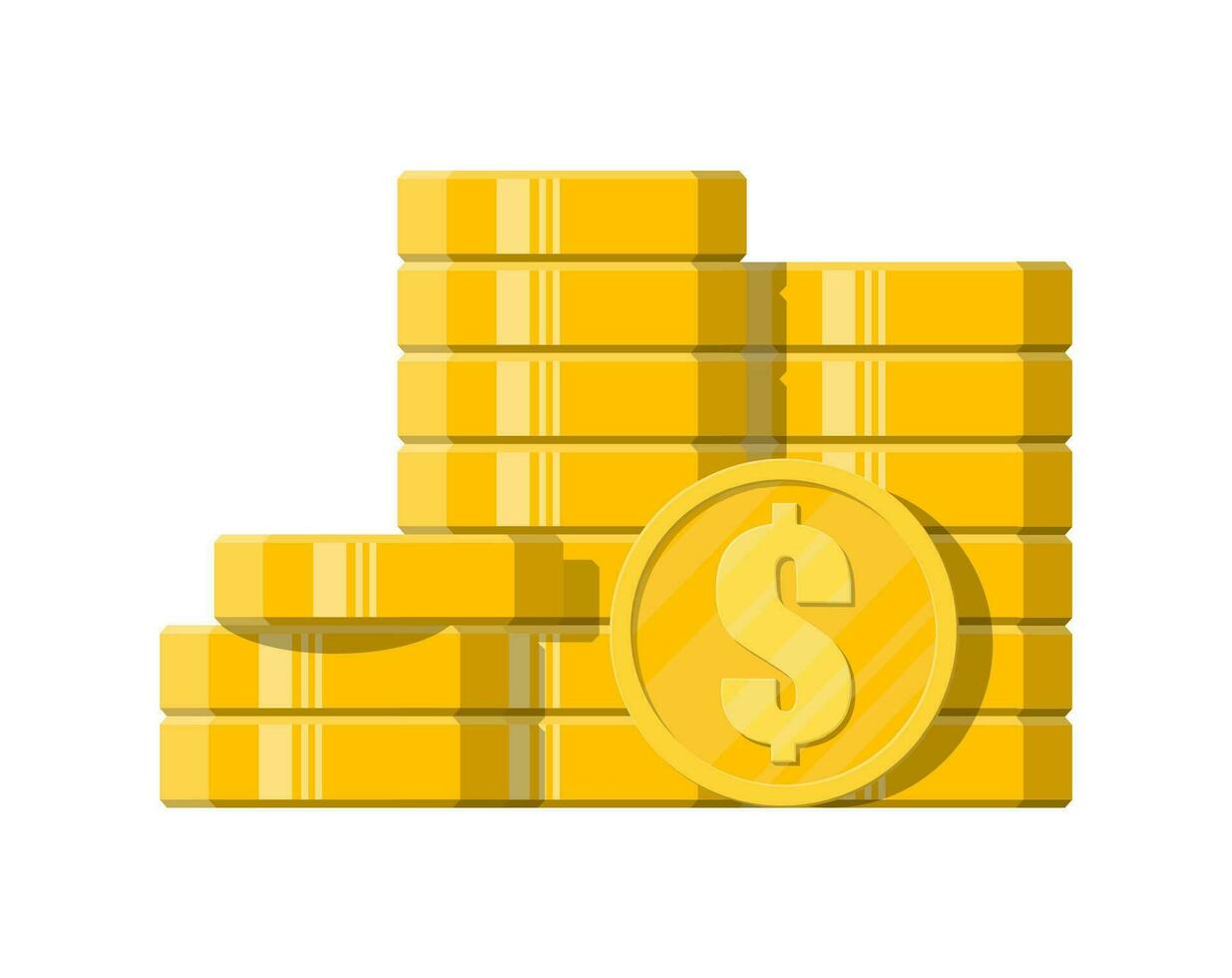 stack av guld mynt. gyllene mynt med dollar tecken. tillväxt, inkomst, besparingar, investering. symbol av rikedom. företag Framgång. platt stil vektor illustration.