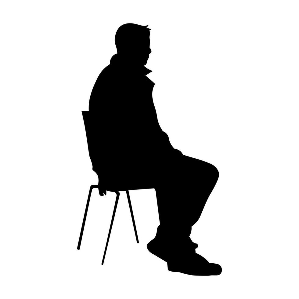 Mann Sitzung schwarz Silhouette isoliert auf Weiß Hintergrund vektor