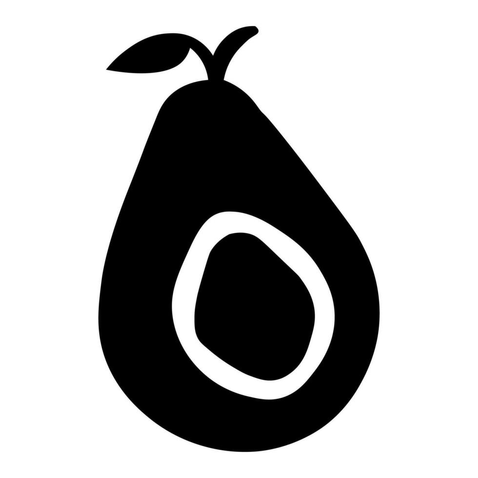 Avocado Vektor schwarz Symbol isoliert auf Weiß Hintergrund