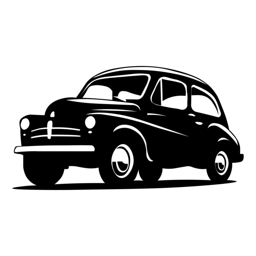 retro Auto schwarz Illustration isoliert auf Weiß Hintergrund vektor