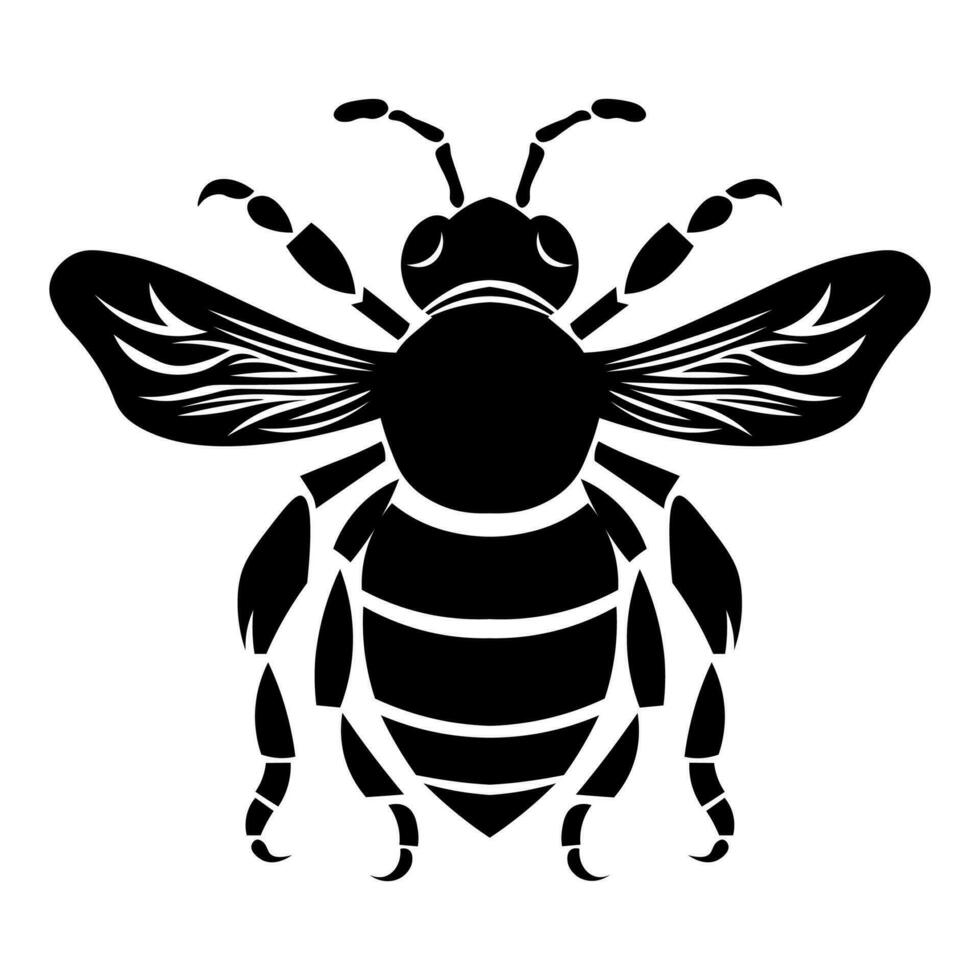 Biene Vektor schwarz Symbol isoliert auf Weiß Hintergrund
