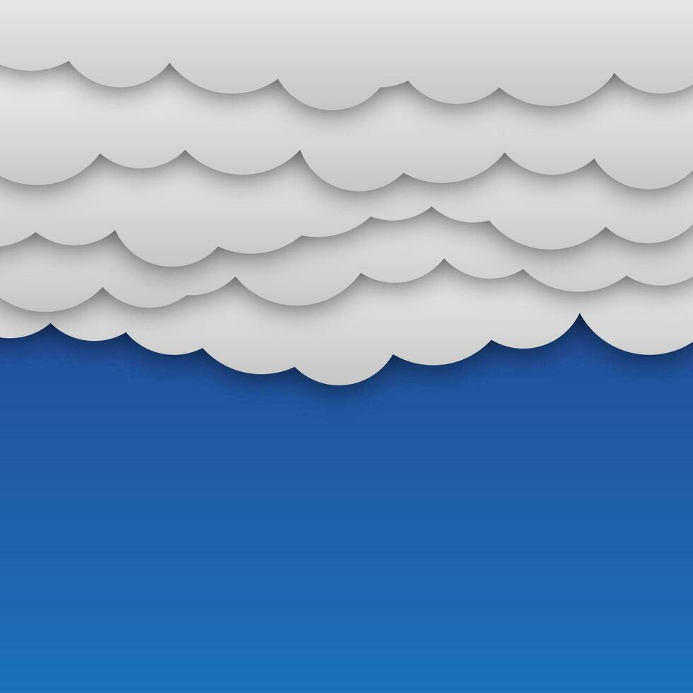 Weiß Papier Wolken beim Blau Hintergrund Vektor Illustration