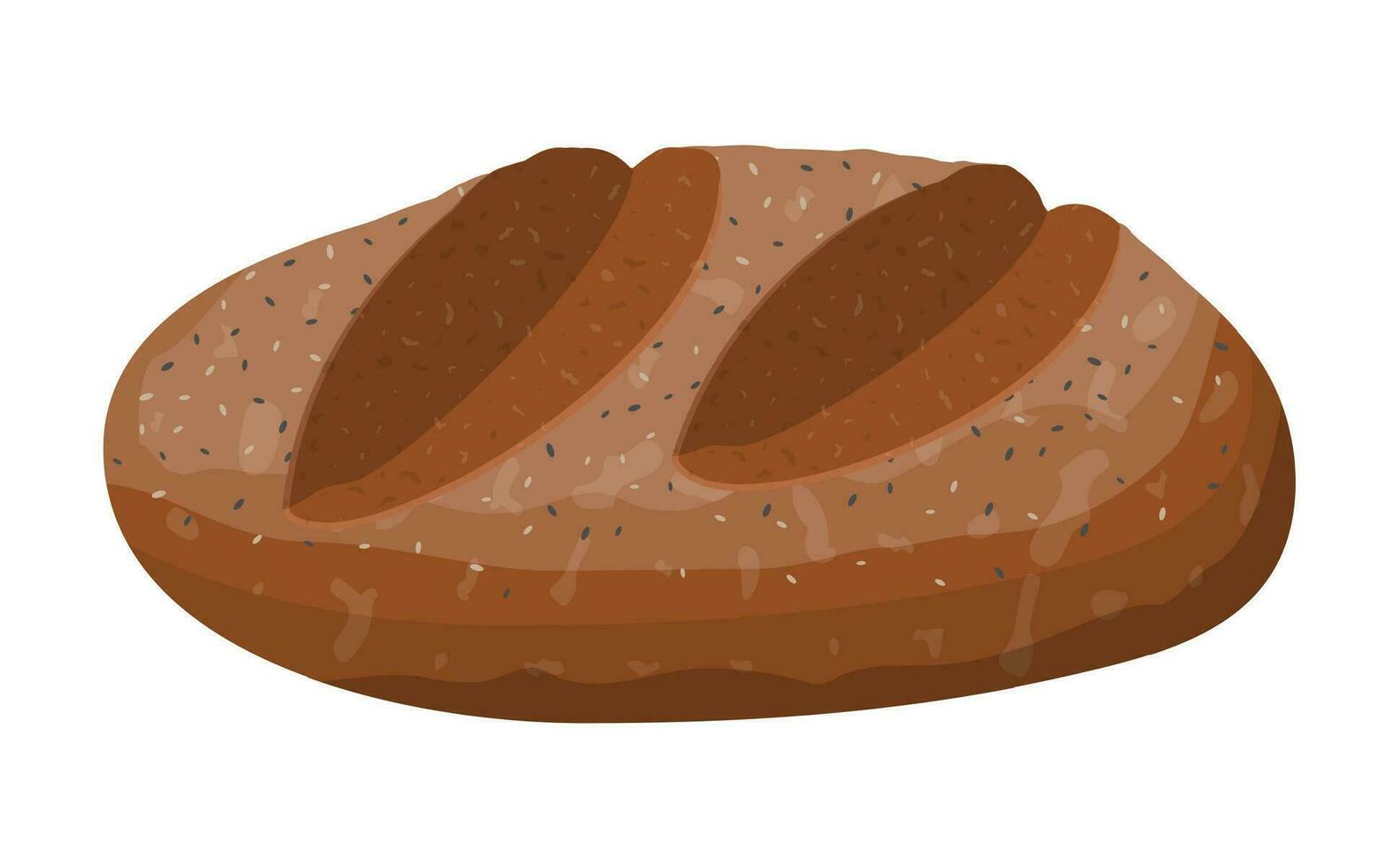 braun Brot Laib. Roggen Brot rollen Stangenbrot. gebacken Lebensmittel. Bäckerei Geschäft. Vektor Illustration im eben Stil