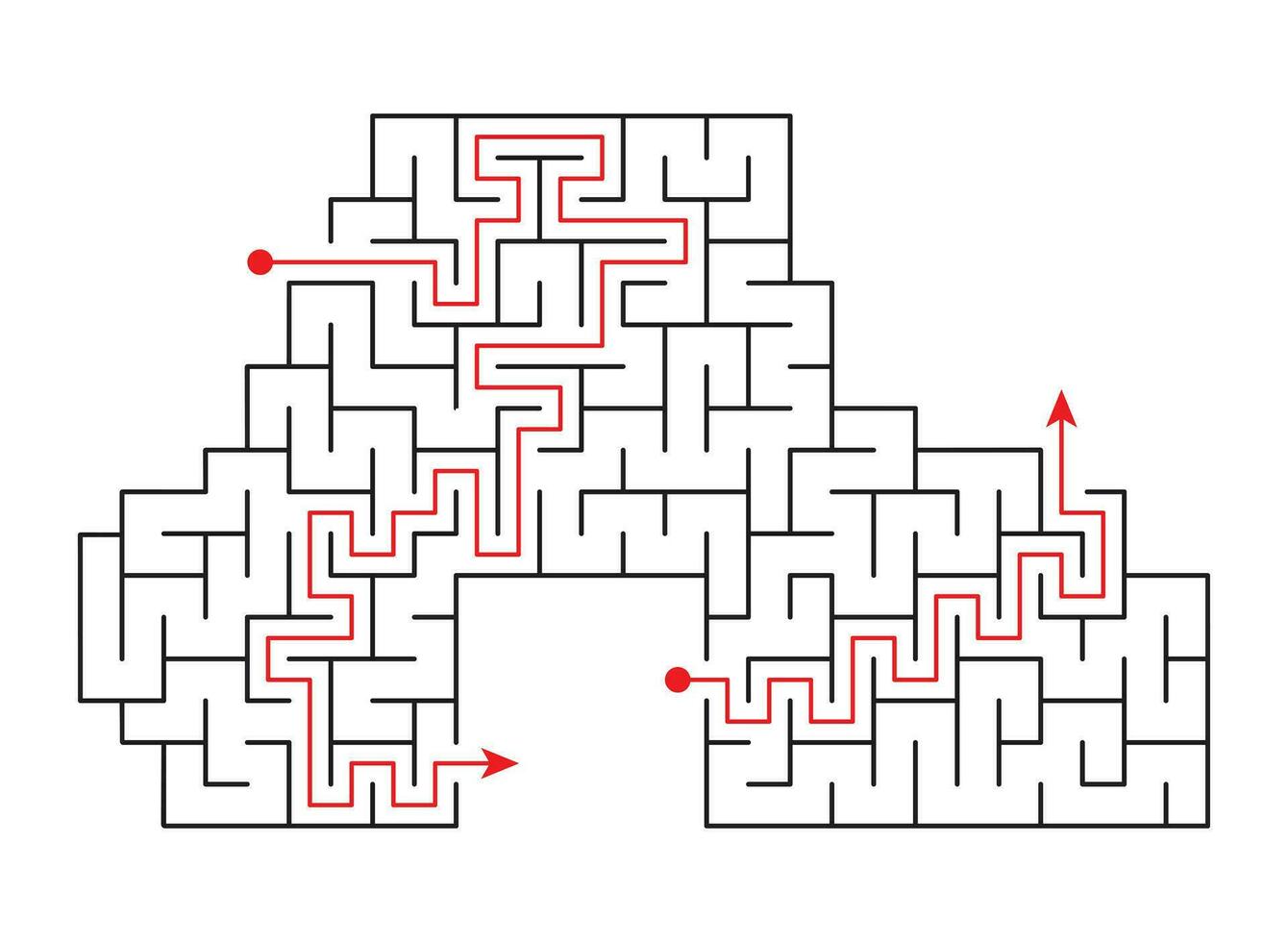 vektor illustration. mall för ett pedagogisk logisk spel labyrint för barn med en lösning. hitta de rätt väg