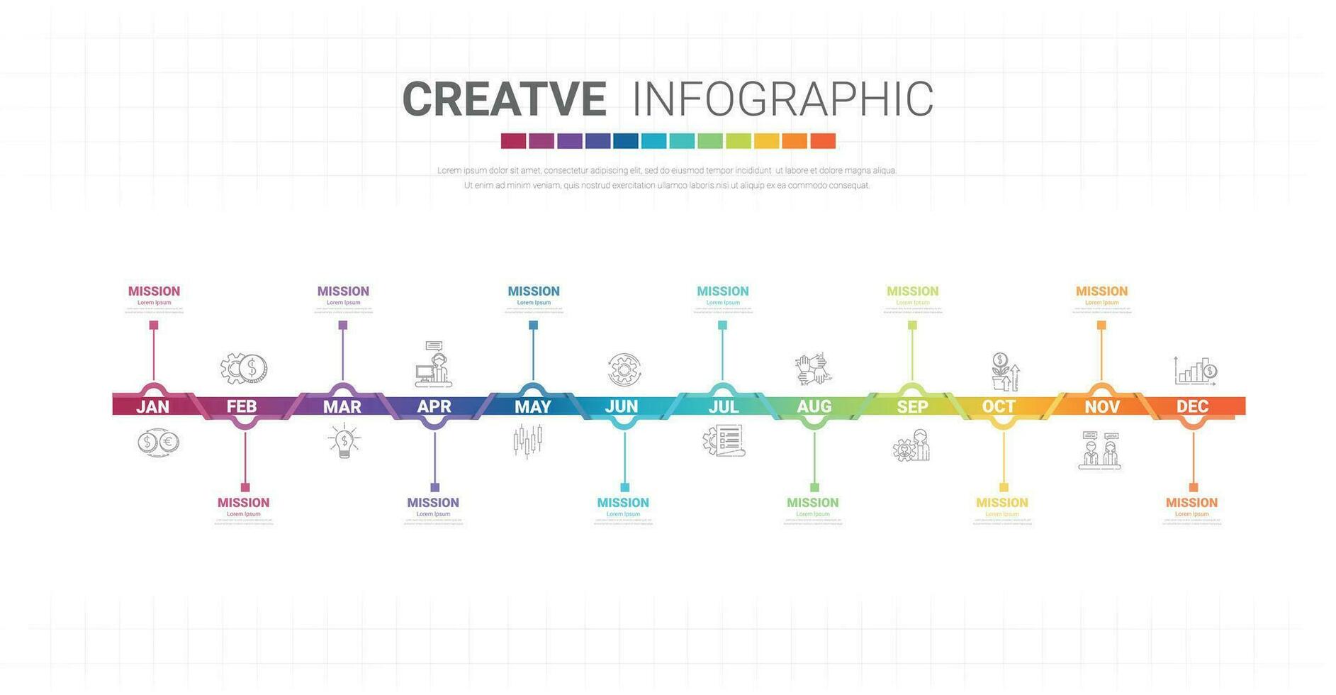 Präsentation Geschäft Infografik Vorlage zum 12 Monate, 1 Jahr, können Sein benutzt zum Geschäft Konzept mit 12 Optionen. vektor