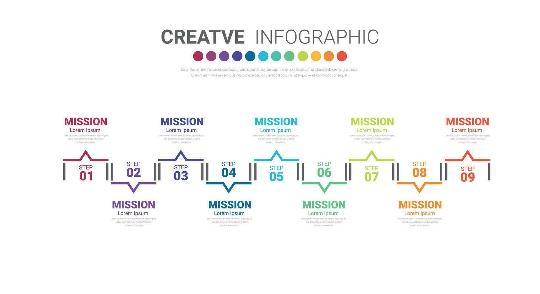 Infografik Design Vorlage mit 9 Optionen, können Sein benutzt zum Prozess Diagramm, Präsentationen, Arbeitsablauf Layout vektor