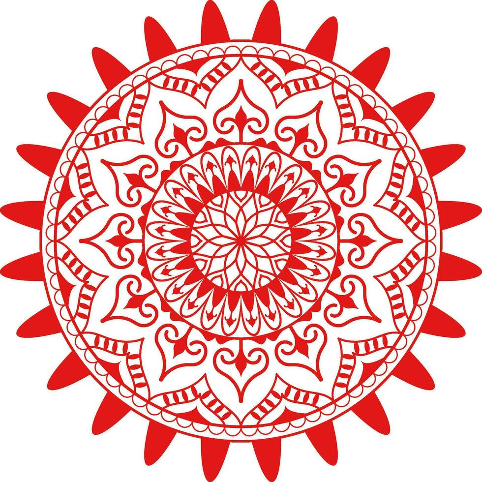 rot Farbe Luxus Kreis Mandala Muster Design. vektor