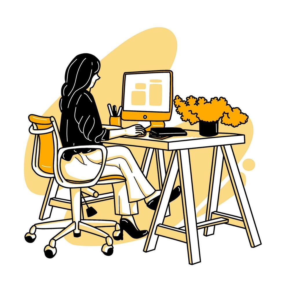 Vektor Illustration von ein Geschäft Frauen Arbeiten im ein Büro