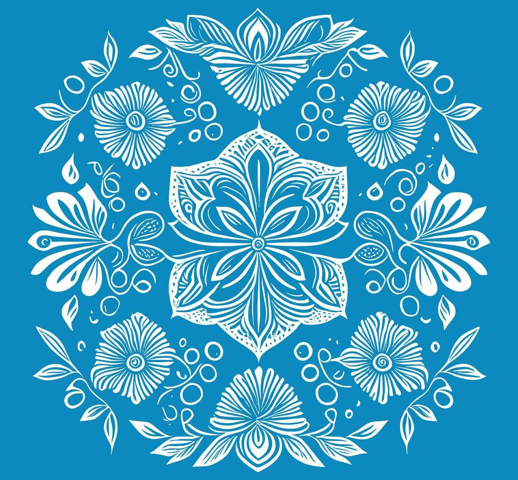 blommig mönster på blå bakgrund vektor