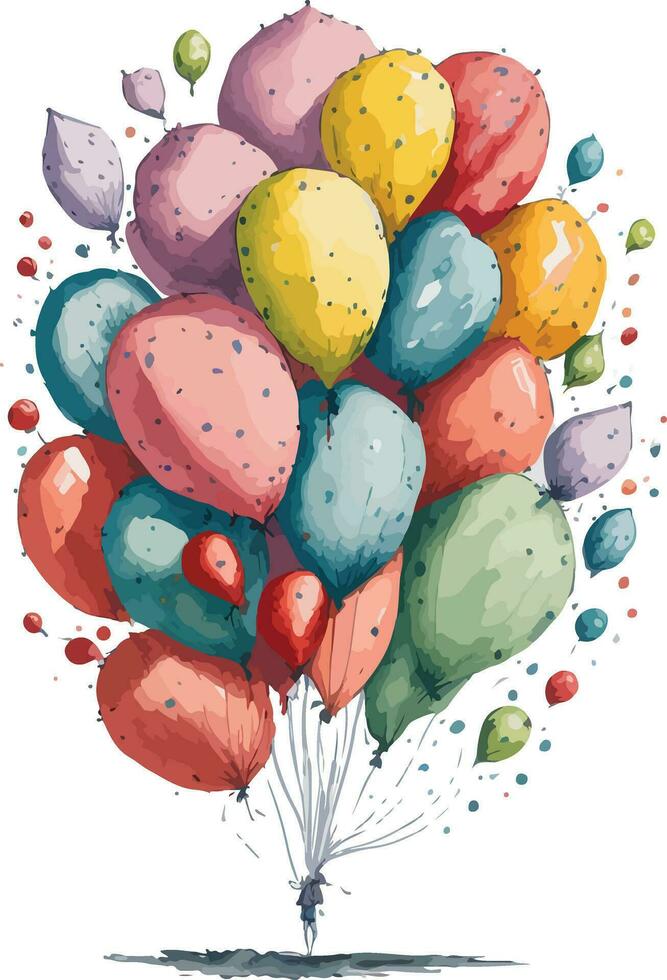 vattenfärg illustrationer av färgrik ballong vektor