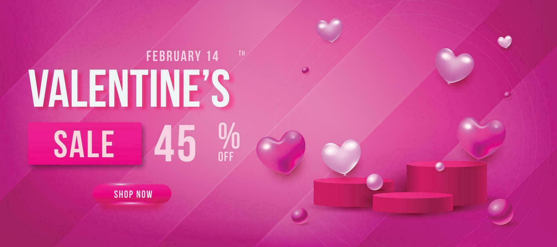 valentines dag försäljning affisch med röd och rosa hjärtan bakgrund vektor