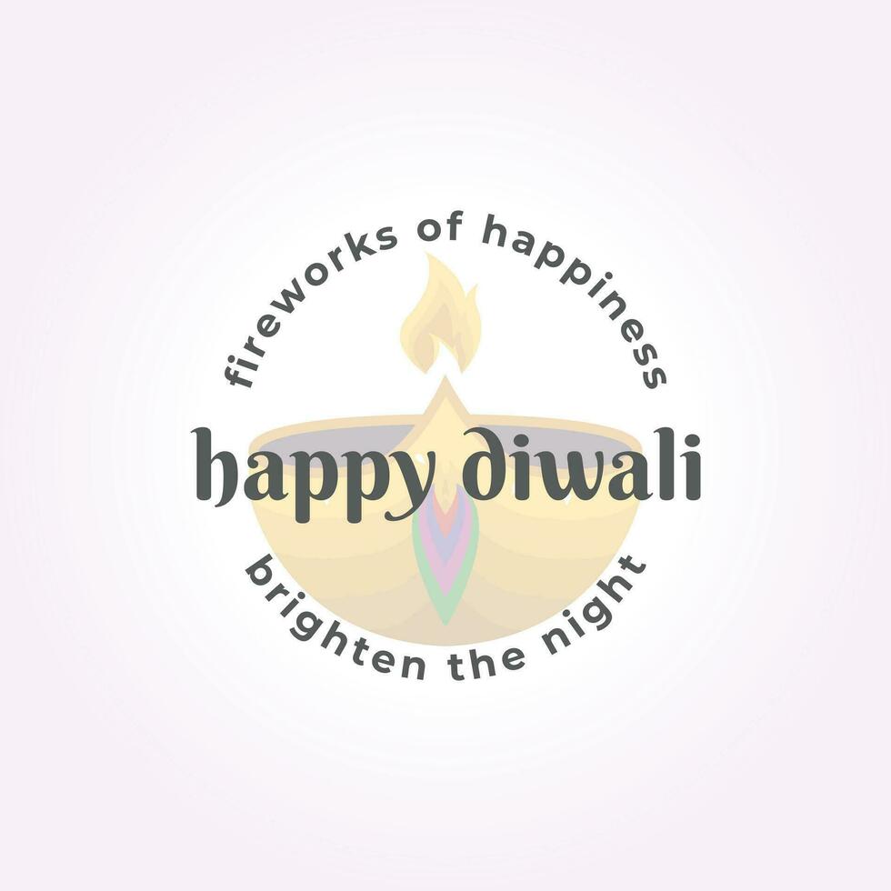 Diwali Kerze Licht Logo Typografie Etikett, Deepavali Design Vektor Symbol Illustration