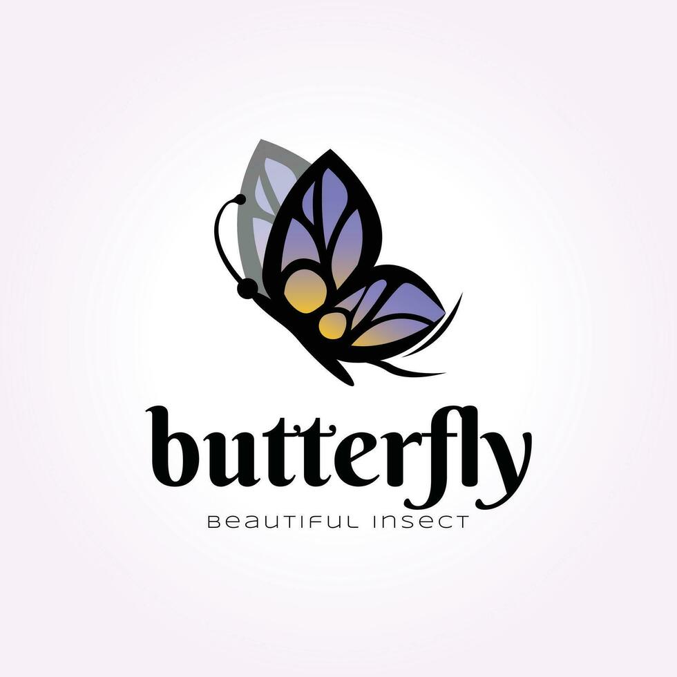 fliegend Schmetterling Jahrgang Logo Blau Farbe, elegant Insekt Illustration Vektor Symbol