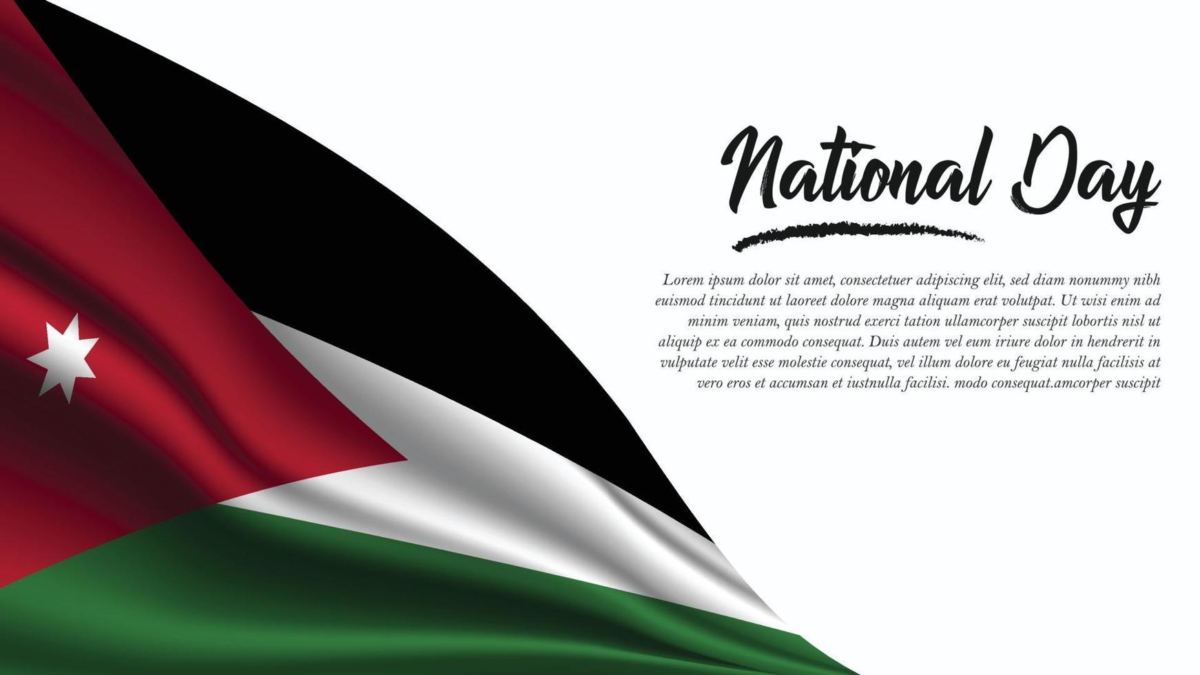 Nationalfeiertag-Banner mit jordanischem Flaggenhintergrund vektor