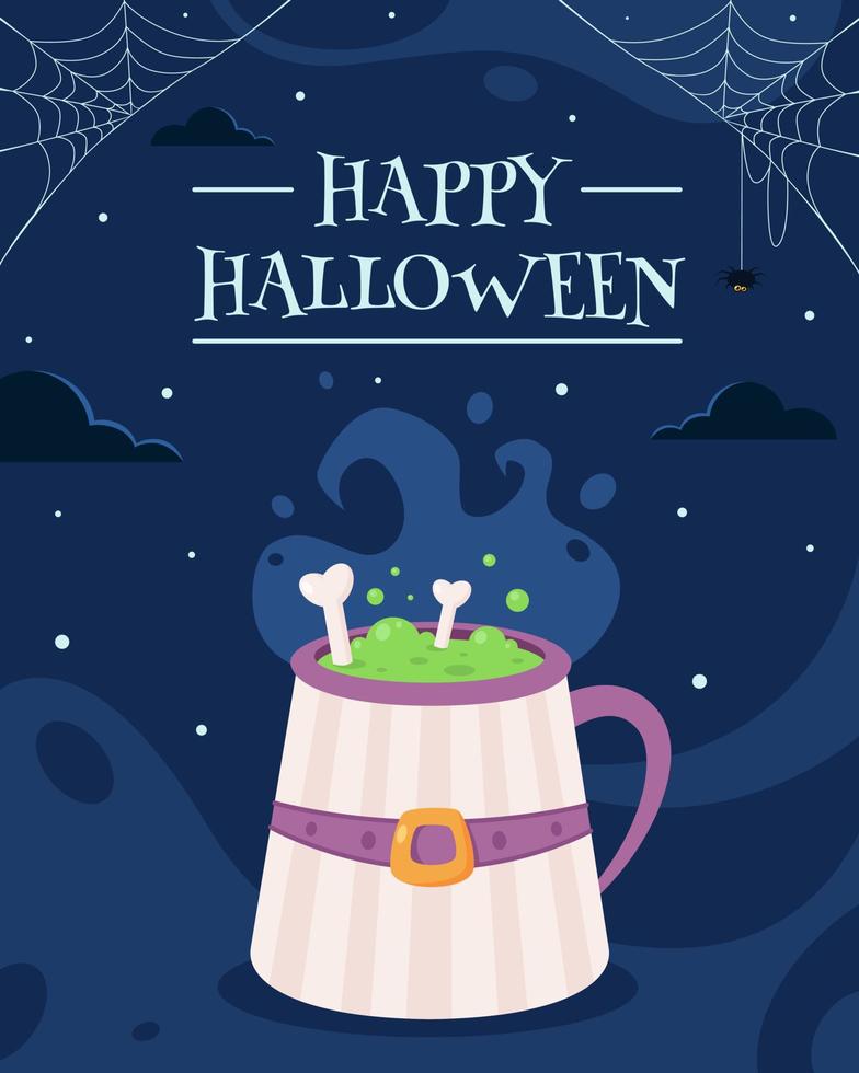 glückliche halloween-grußkarte. Halloween-Getränk. vektor