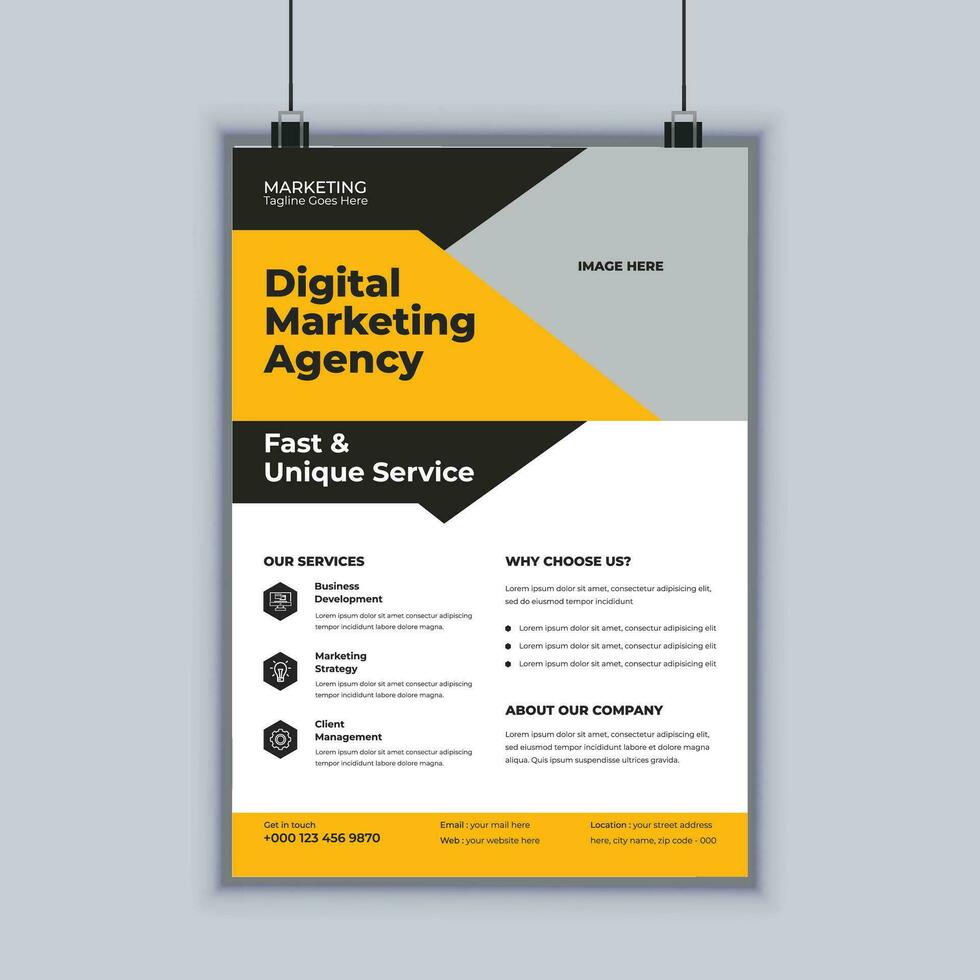 Digital Marketing Agentur Geschäft Flyer Design Vektor Vorlage