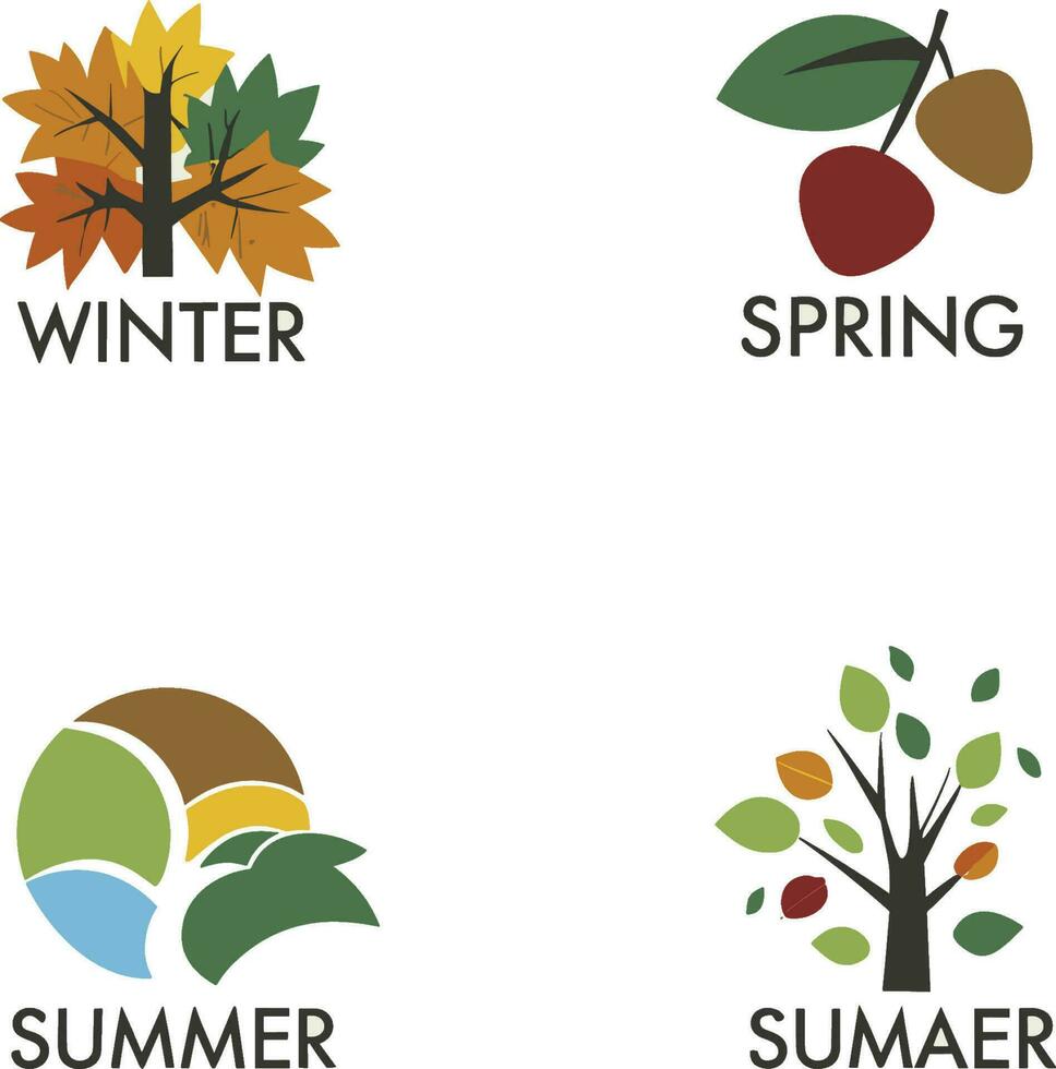 vier anders Logos zum das Jahreszeiten vektor
