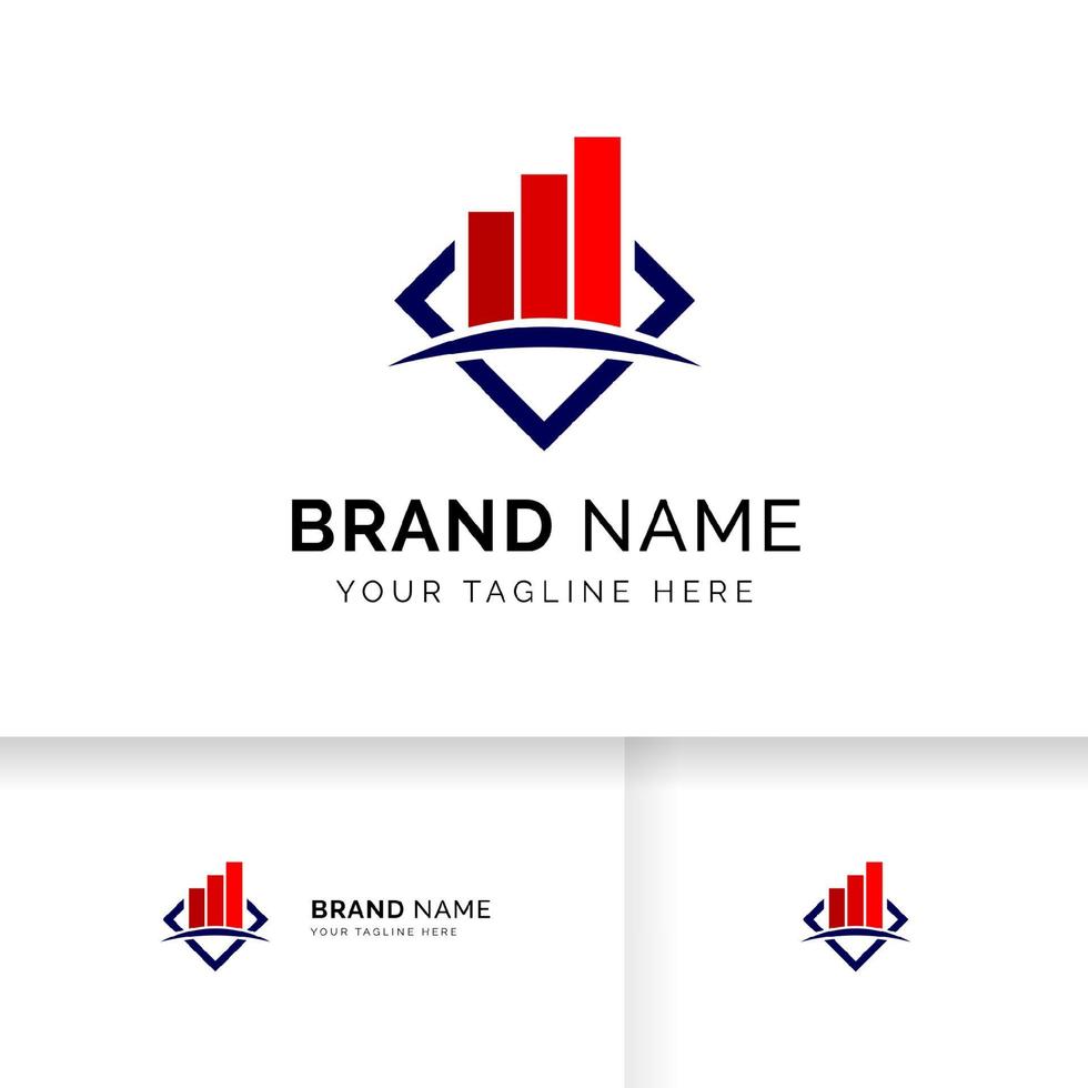 Business-Logo mit Balken und Chart-Lager-Symbol. Marktstatistik-Logo. vektor