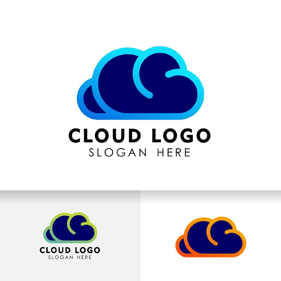 Cloud-Tech-Logo-Design im Line-Art-Stil. Cloud-Logo-Design-Vektor-Symbol vektor