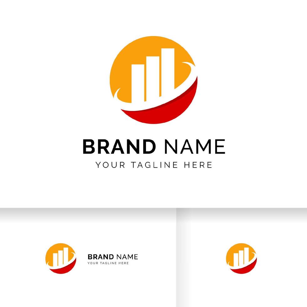 Business-Logo mit Balken und Chart-Lager-Symbol. Marktstatistik-Logo. vektor