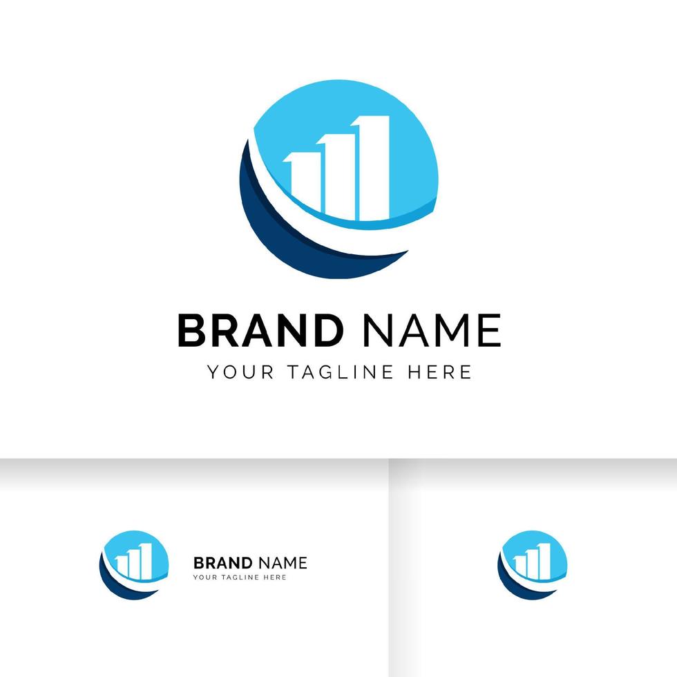 Business-Logo mit Balken und Chart-Lager-Symbol. Marktstatistik-Logo. vektor