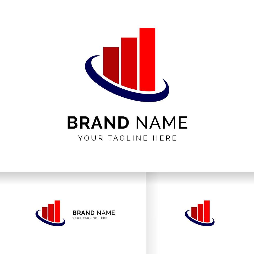 Business-Logo mit Balken und Chart-Lager-Symbol. Marktstatistik-Logo. vektor