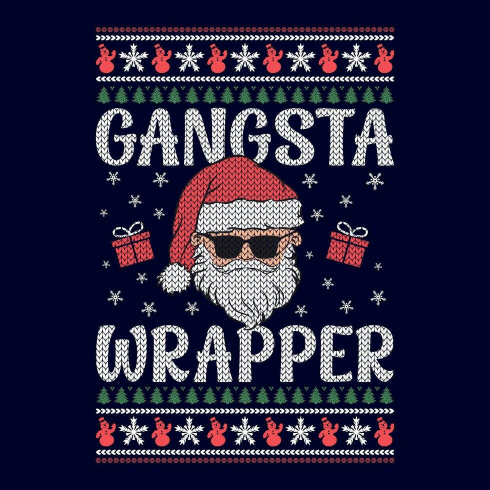 Gangsta Verpackung - - hässlich Weihnachten Sweatshirt Designs - - Vektor Grafik