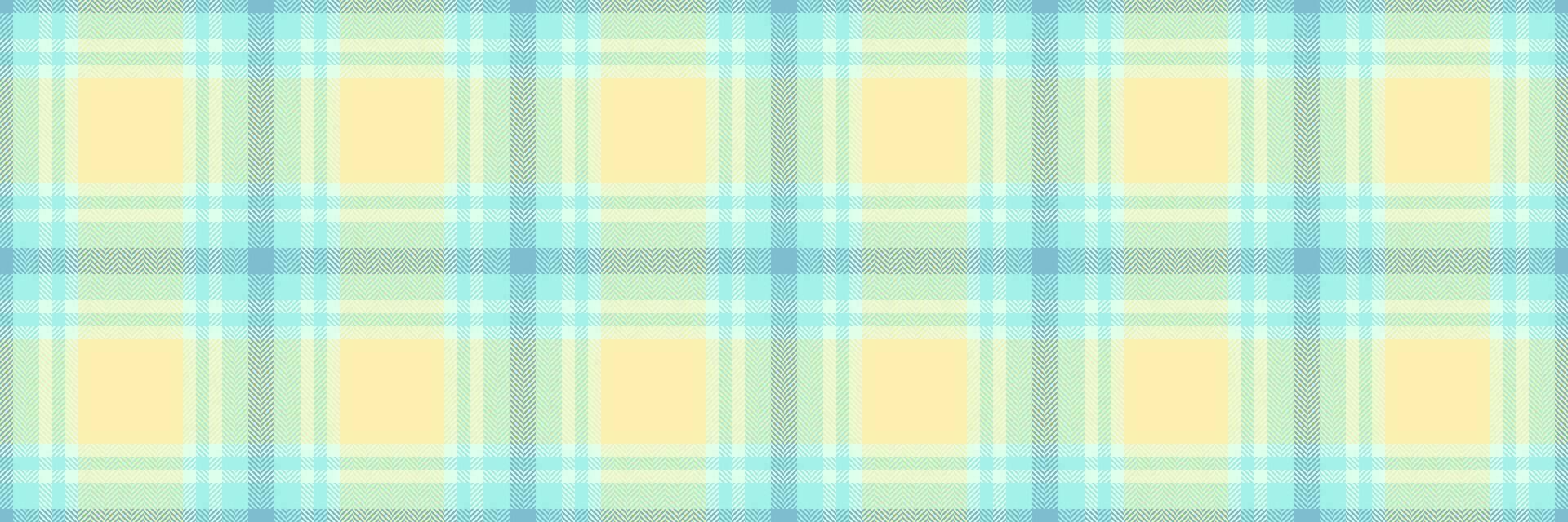 japanisch Hintergrund Tartan überprüfen, schön Stoff Textil- nahtlos. 1960er Jahre Plaid Vektor Muster Textur im Gelb und blaugrün Farben.