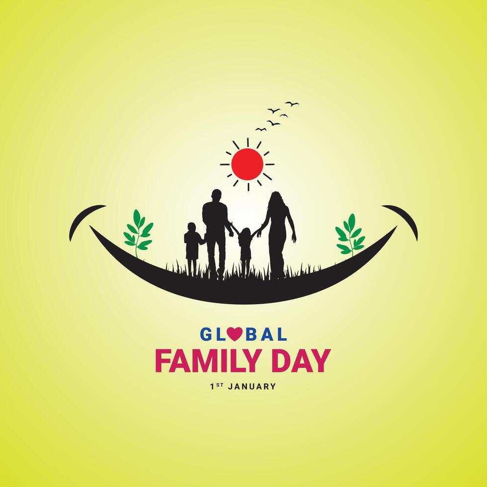 kreativ Vorlage Design zum global Familie Tag. International Familie Tag wünsche Gruß Karte. Welt Familie Tag Logo Symbol, Symbol von Pflege und Liebe, c vektor