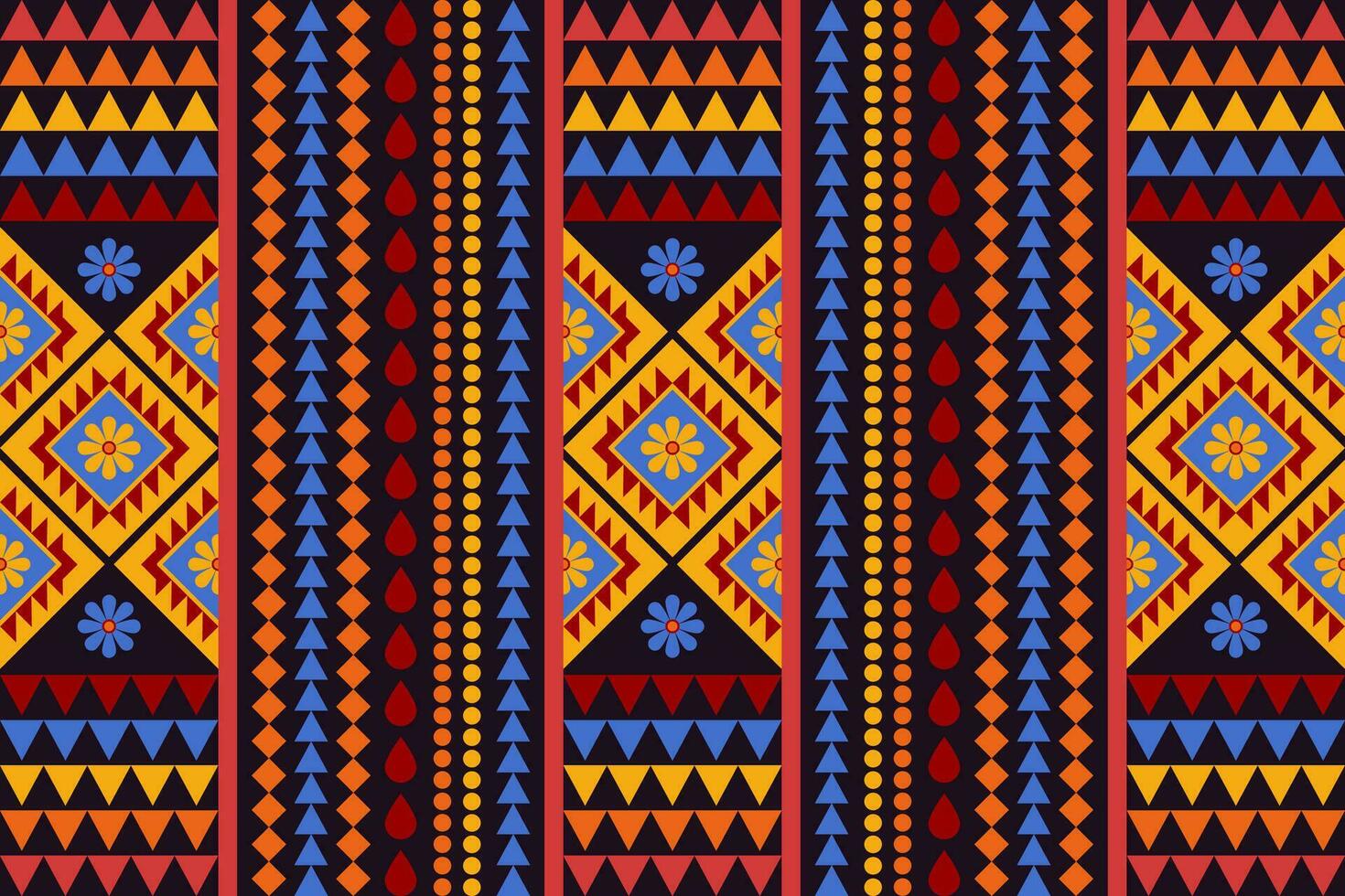 geometrisch ethnisch Muster traditionell Design zum Hintergrund, Teppich, Hintergrund, Kleidung, Verpackung, Batik, Stoff, Vektor Illustration Stickerei Stil. Stammes- Muster