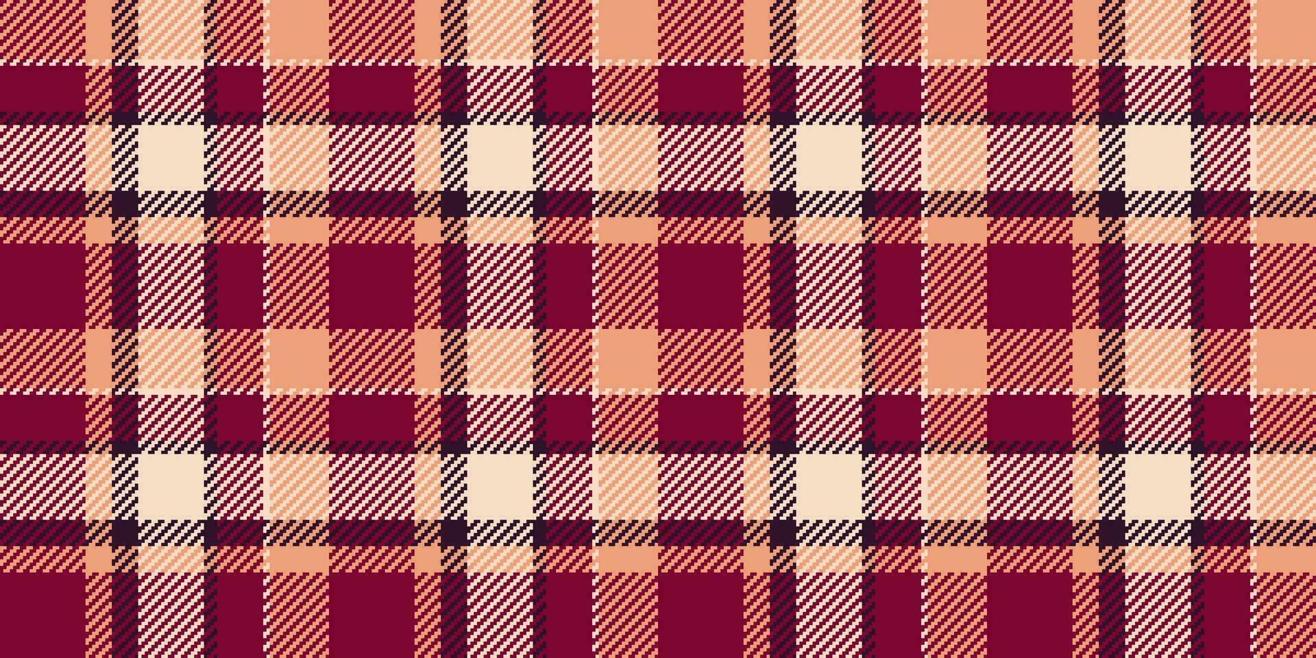 Fertig Muster Plaid Vektor, Leben Zimmer Textur nahtlos überprüfen. geometrisch Textil- Stoff Tartan Hintergrund im Rosa und Orange Farben. vektor