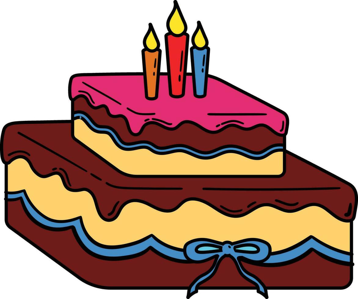 Geburtstag Kuchen mit Kerzen Kuchen Symbol. Symbol von das Urlaub, Geburtstag. festlich Kuchen mit ein Kerze. isoliert Vektor Illustration.Grafik, lecker, Sammlung, Glasur, realistisch, Süssigkeit, Ballon, Wohnung.