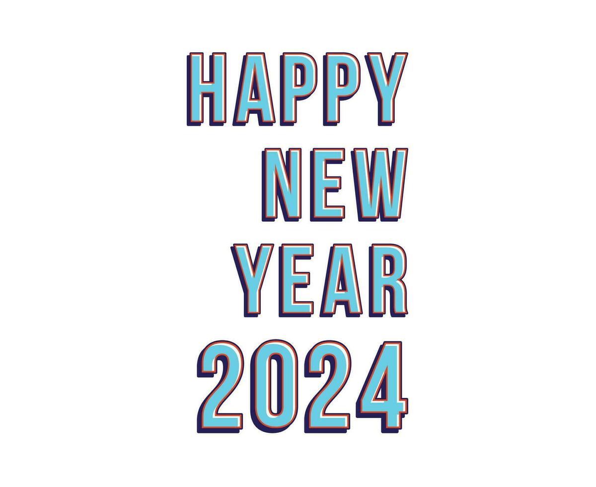 Lycklig ny år 2024 abstrakt blå grafisk design vektor logotyp symbol illustration
