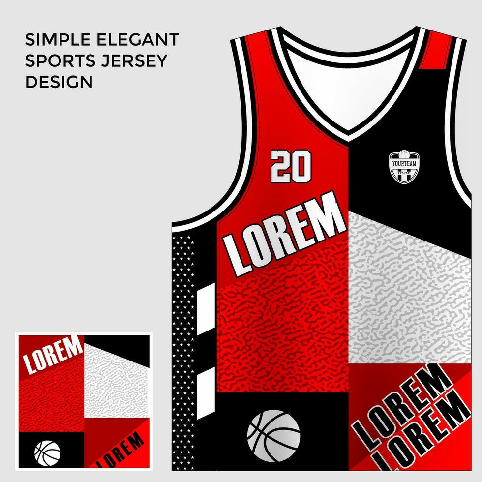 einfach elegant abstrakt rot Basketball Jersey Sublimation Vorlage vektor