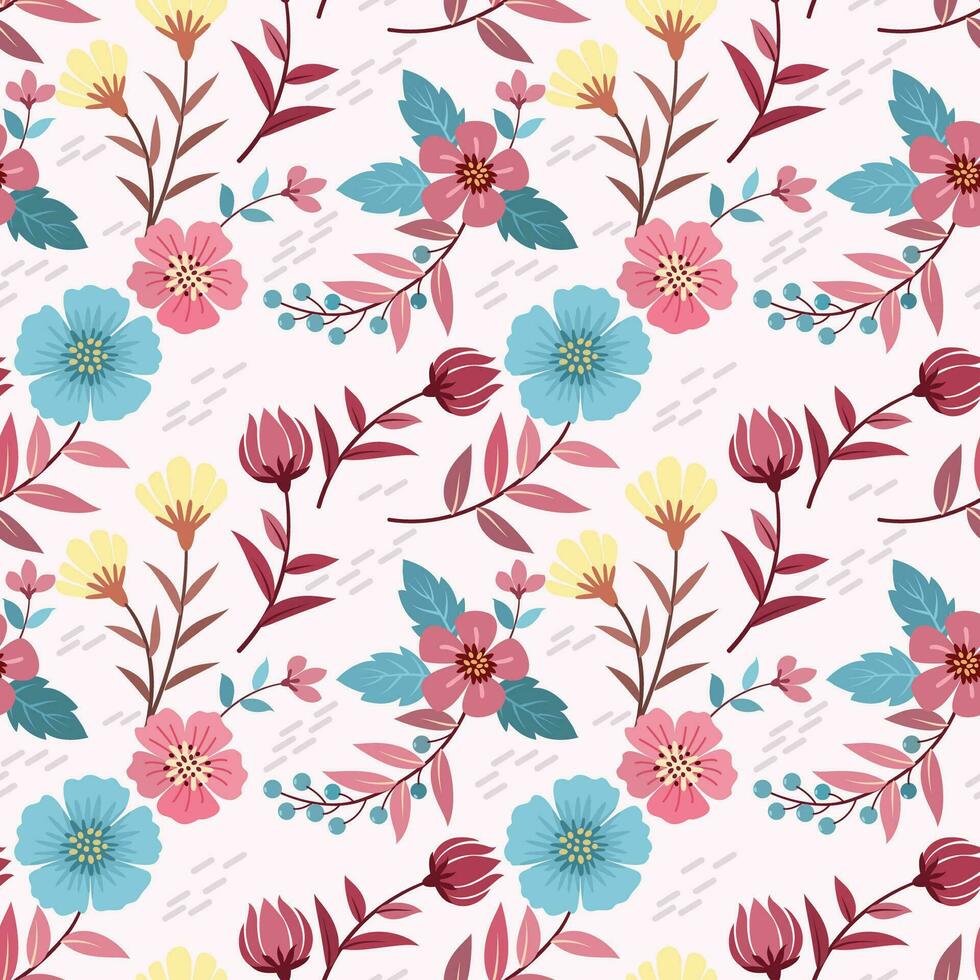 schön Blumen und Blatt nahtlos Muster zum Stoff Textil- Hintergrund. vektor