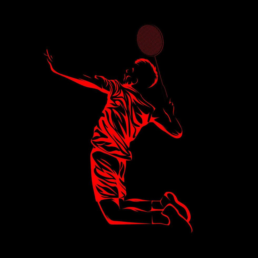 silhuett av badminton spelare på svart bakgrund. vektor eps 10