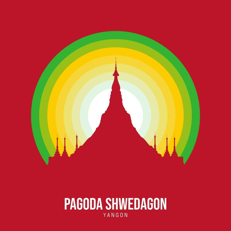 pagod swhedagon av yangon logotyp. värld störst arkitektur illustration. modern månsken symbol. vektor eps 10